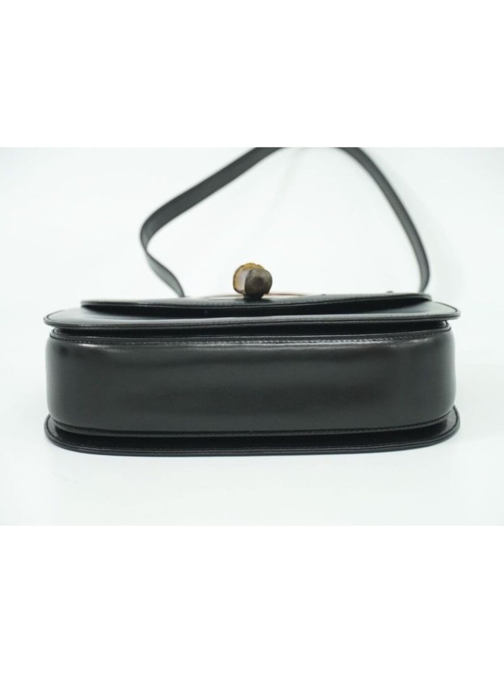 Gucci Bamboo 2-Way Shoulder Bag Handbag Pochette Leather Black - Picture 4 of 9